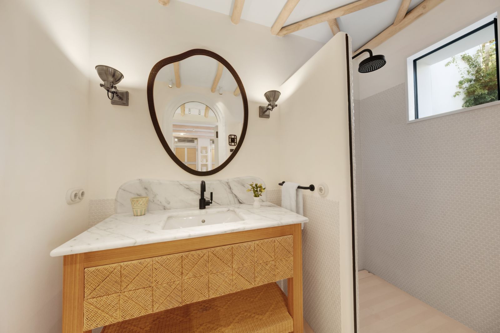 Bathroom vanity unit at Sa Font in Mallorca