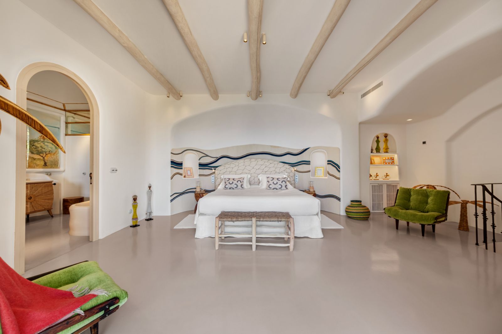 Double bedroom at Sa Font, a luxury villa with sea views in Mallorca