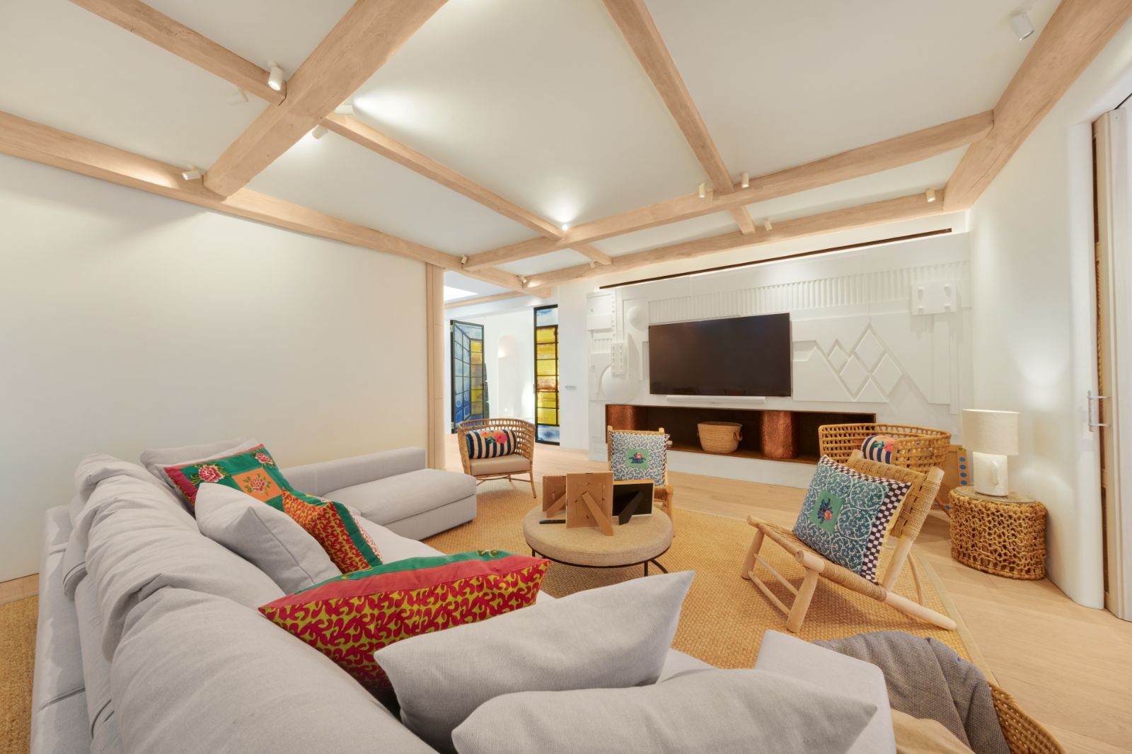 The TV room at villa Sa Font in Mallorca