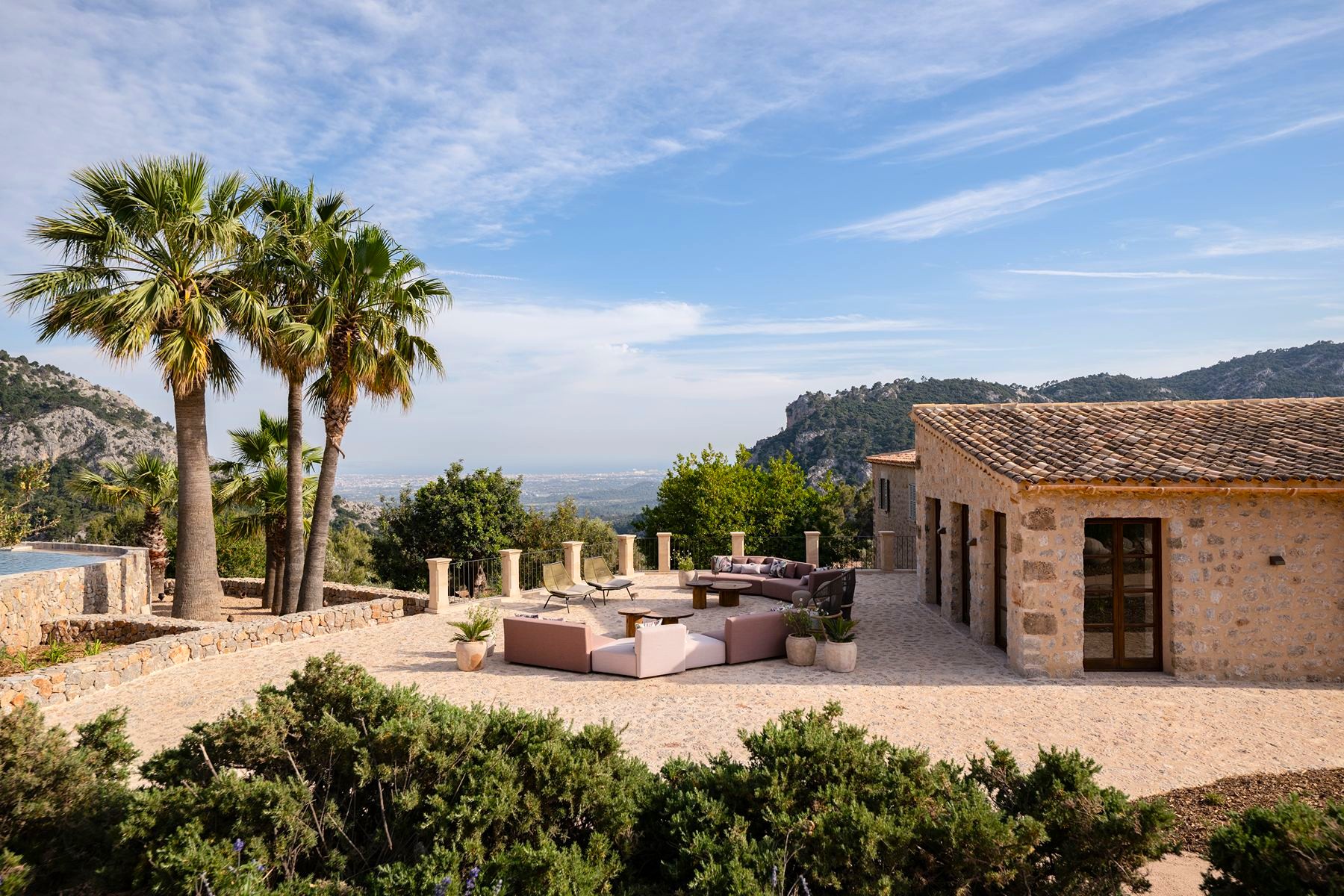 Outdoor seating terrace at Son Veri, Mallorca