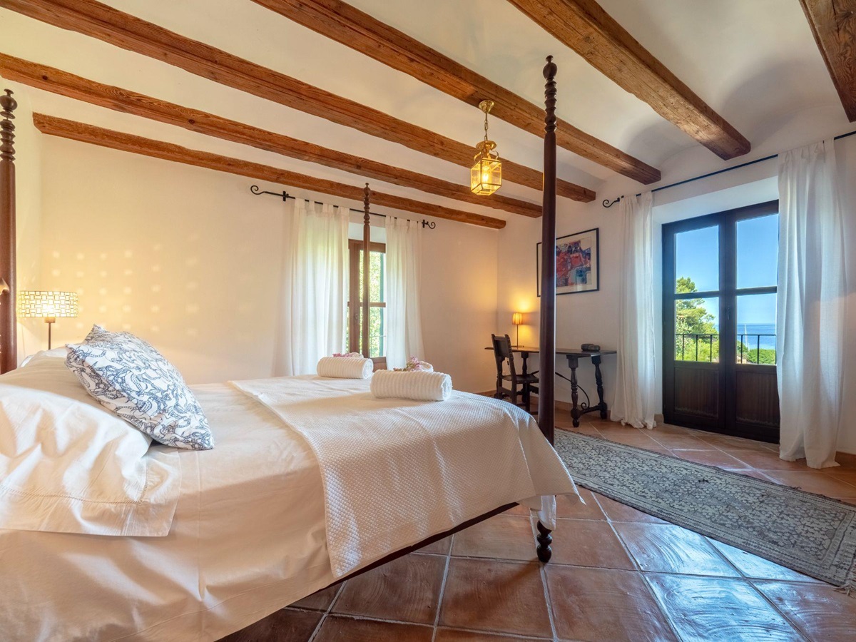Double bedroom at Villa Caleta, Mallorca