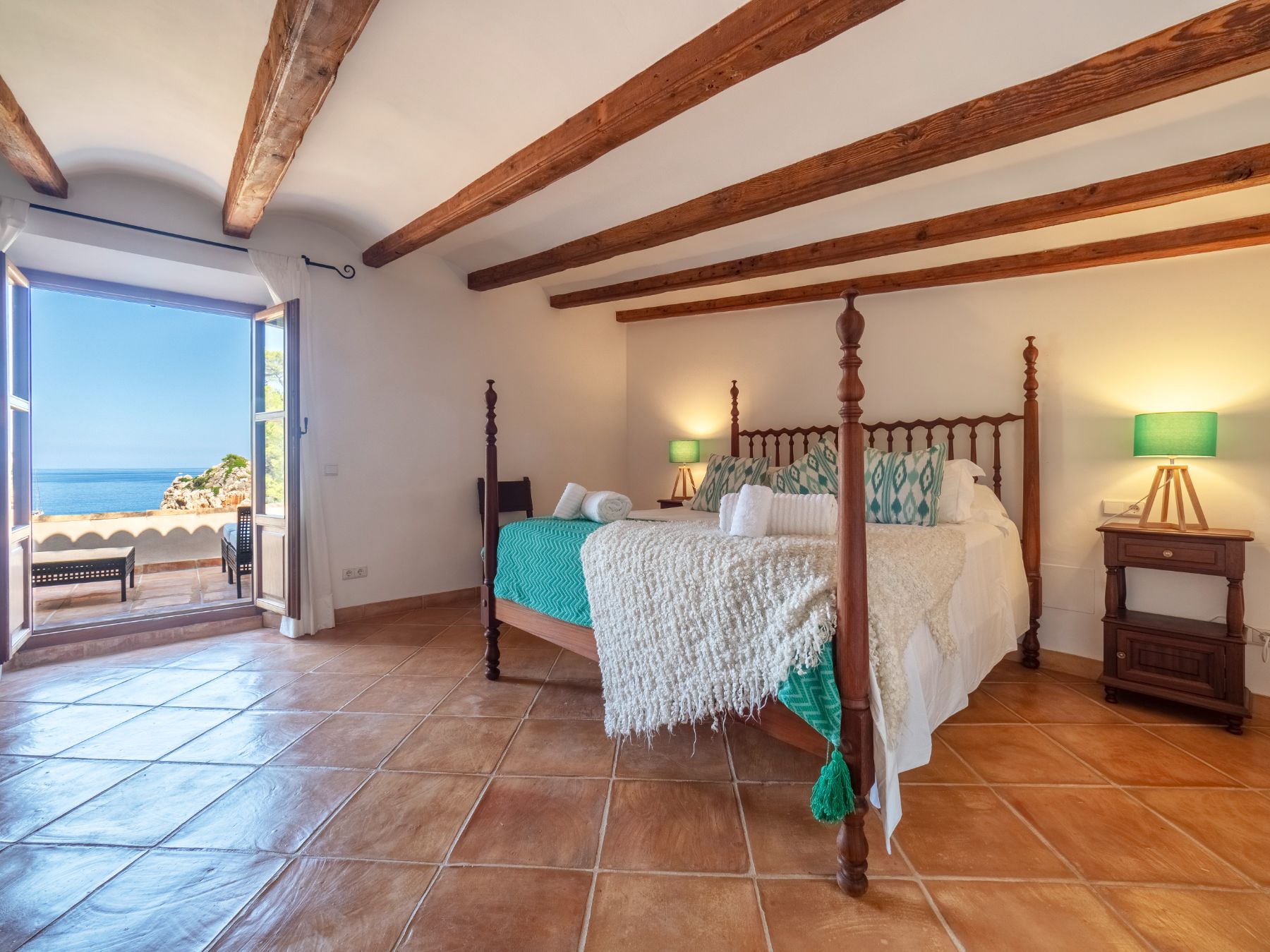 Double bedroom at Villa Caleta, Mallorca
