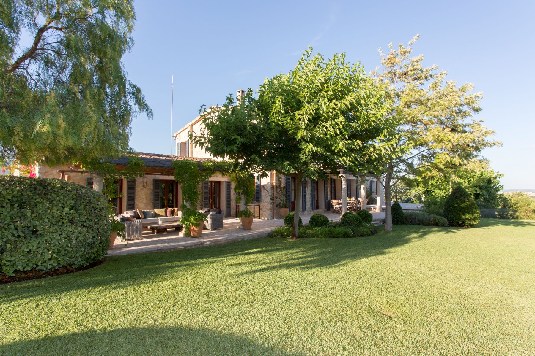 Garden and view of house at Villa Maria, Mallorca