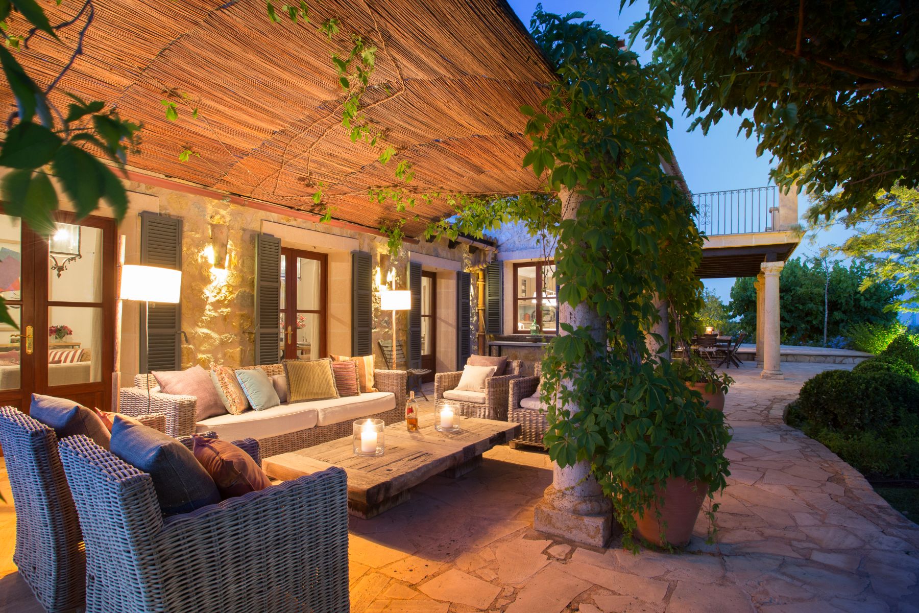 Outdoor terrace with seating at Villa Maria, Mallorca