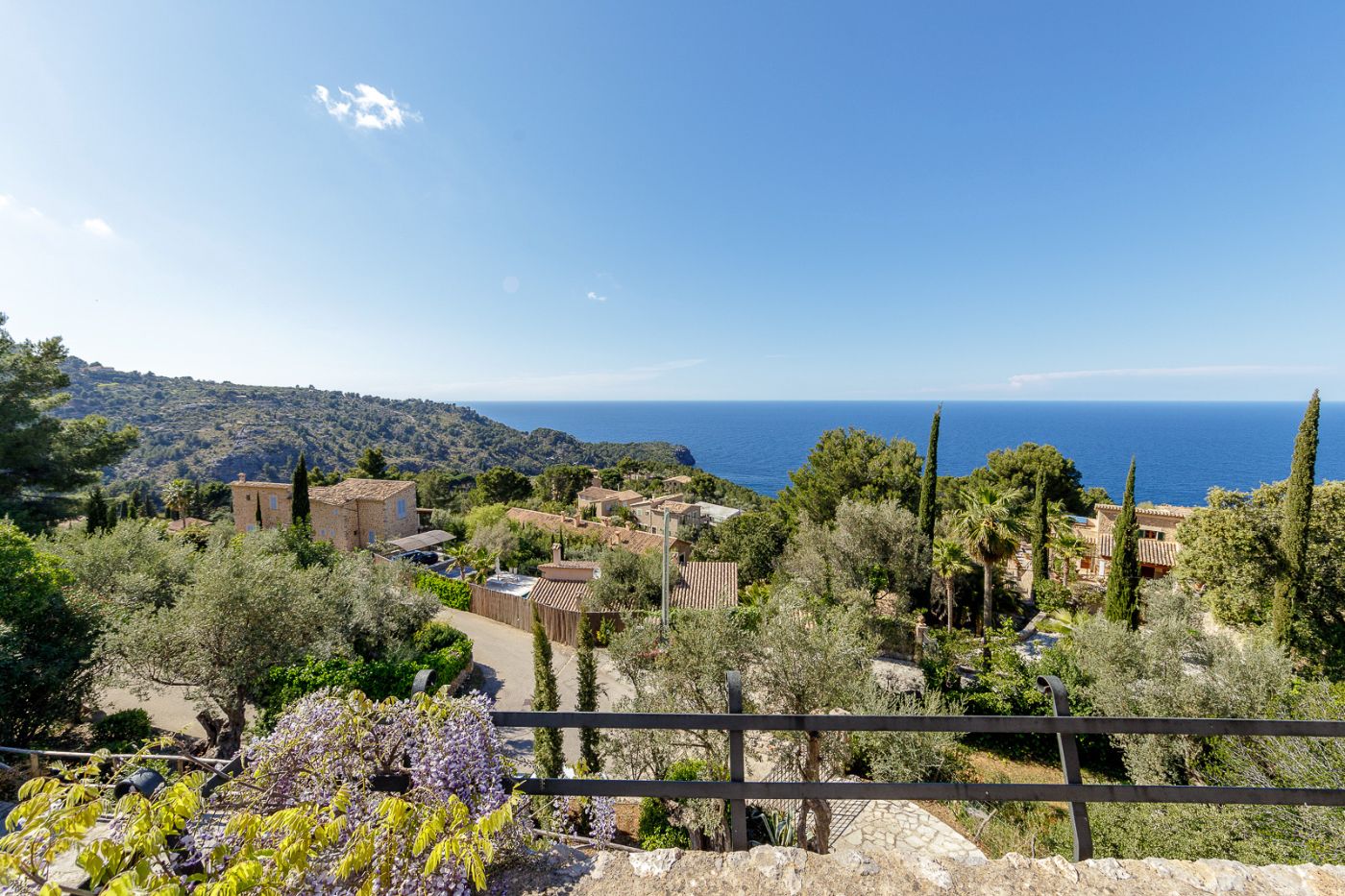 View of the sea and countryside at Villa Mariposa