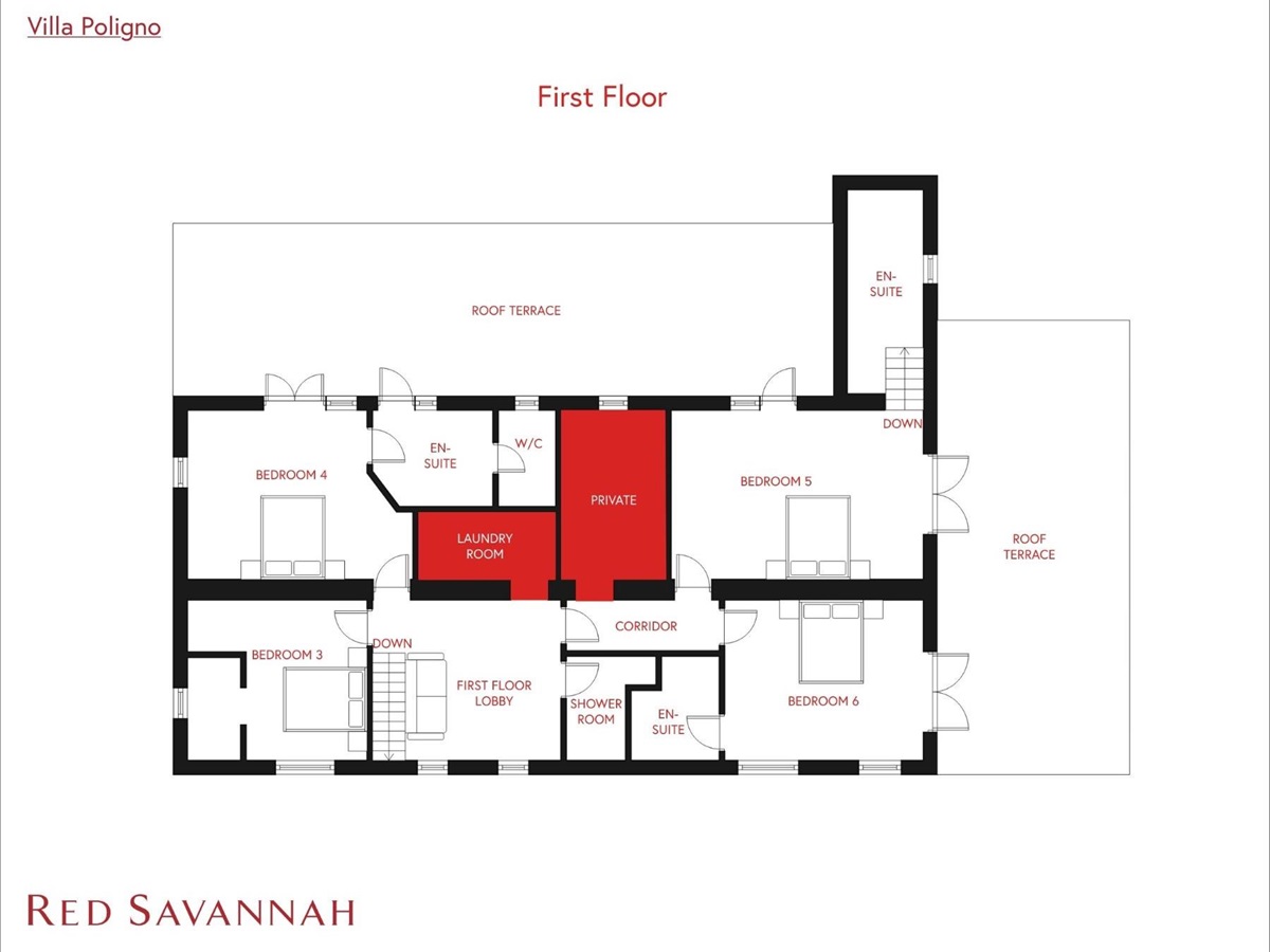 Villa Poligona first floor floorplan