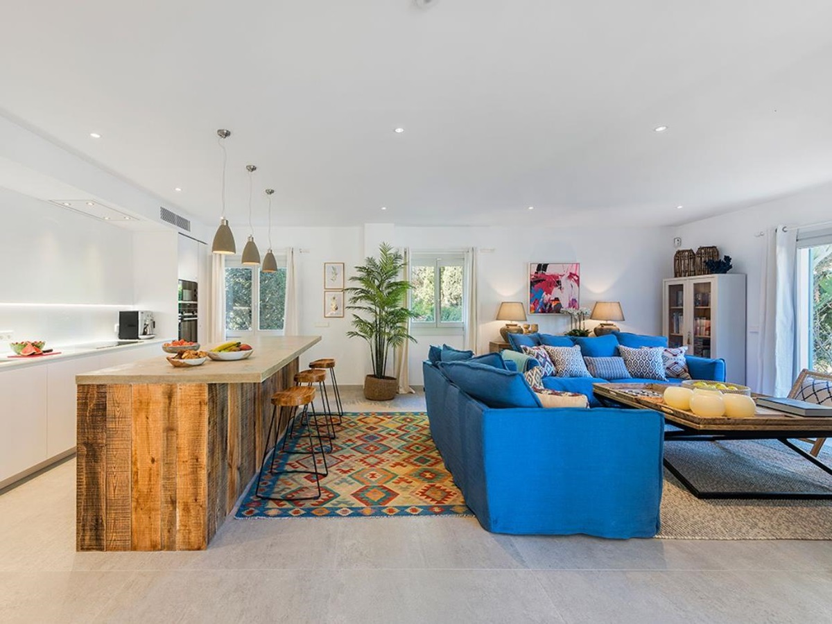 Kitchen and Living at Villa Pollenca in Mallorca
