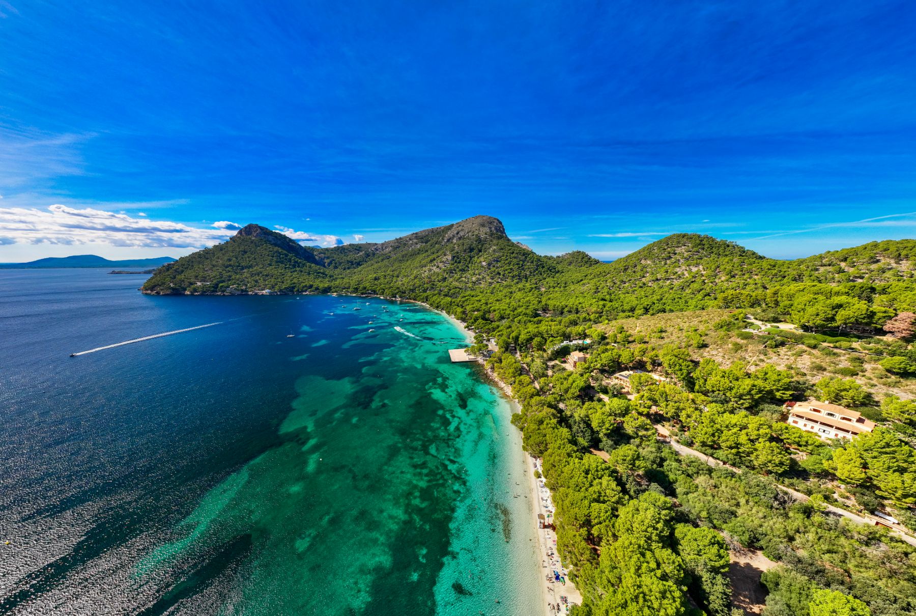 Aerial view of the Playa Formentor beach in Mallorca