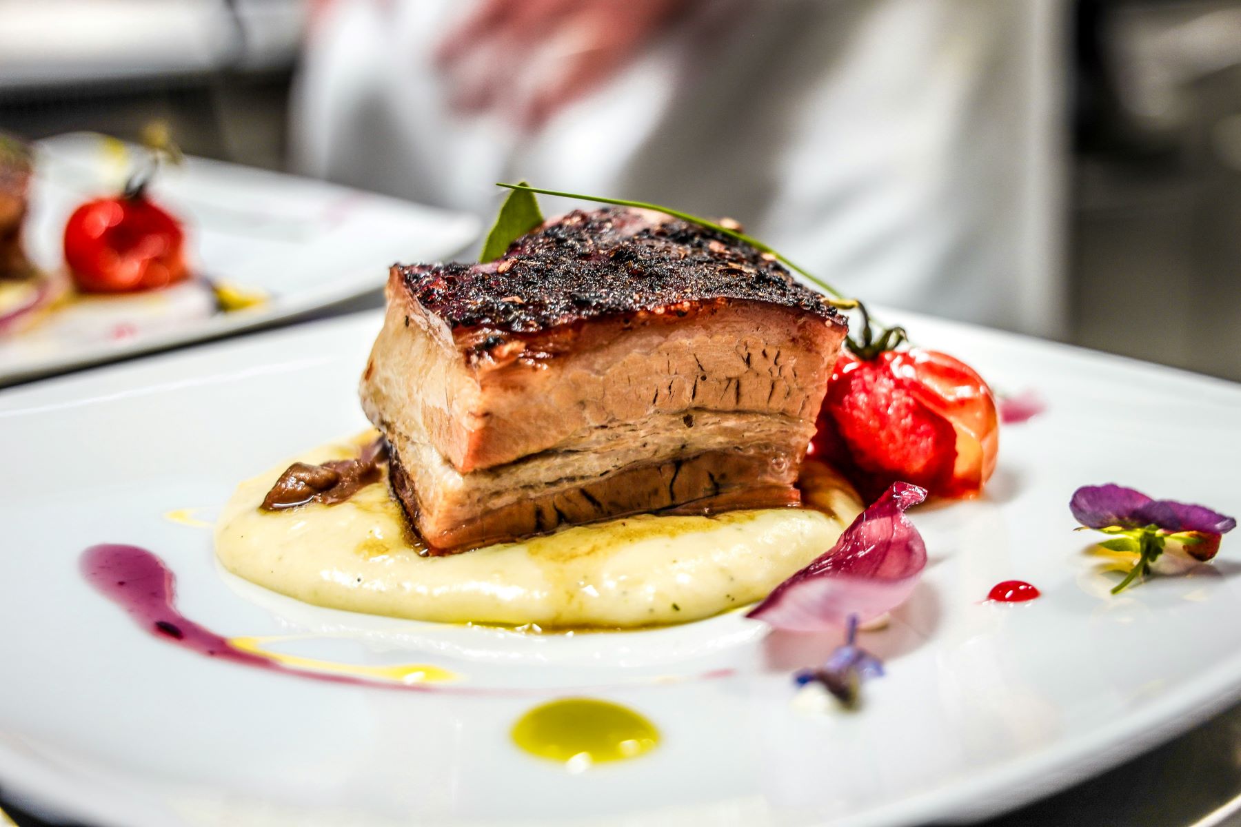 Fine dining pork belly