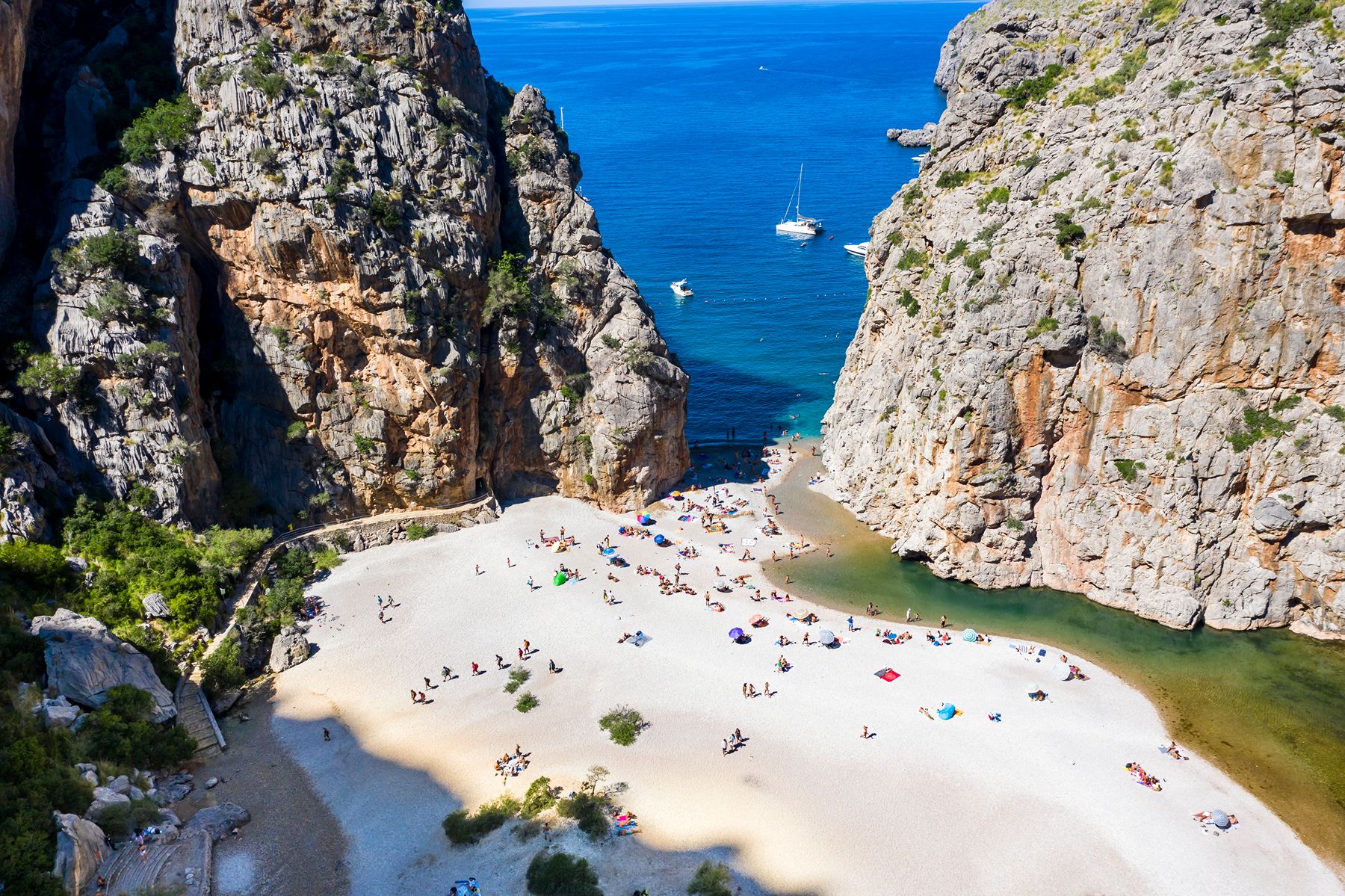 Aerial view of the Torrent de Pareis in Mallorca