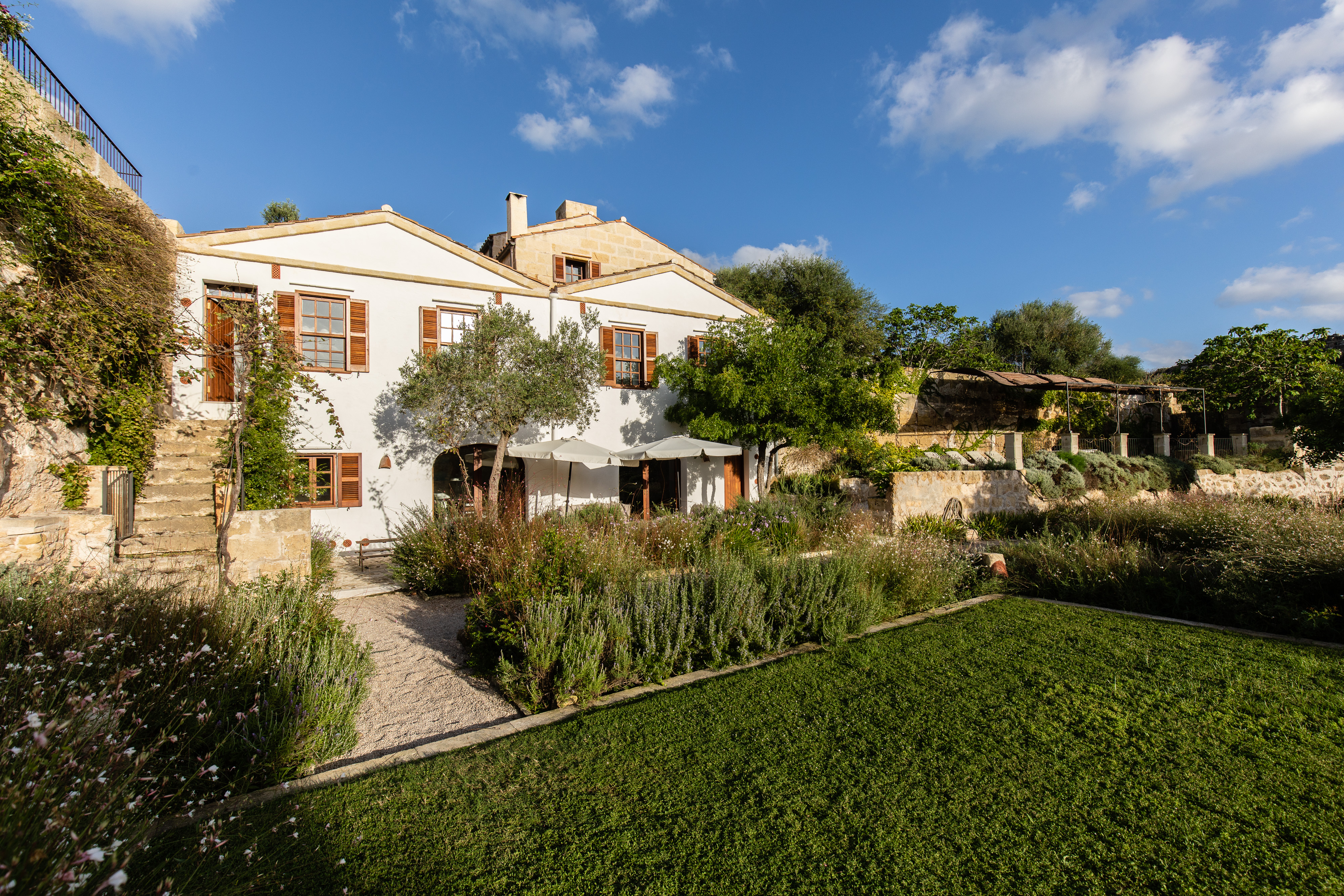 the facade of the villa