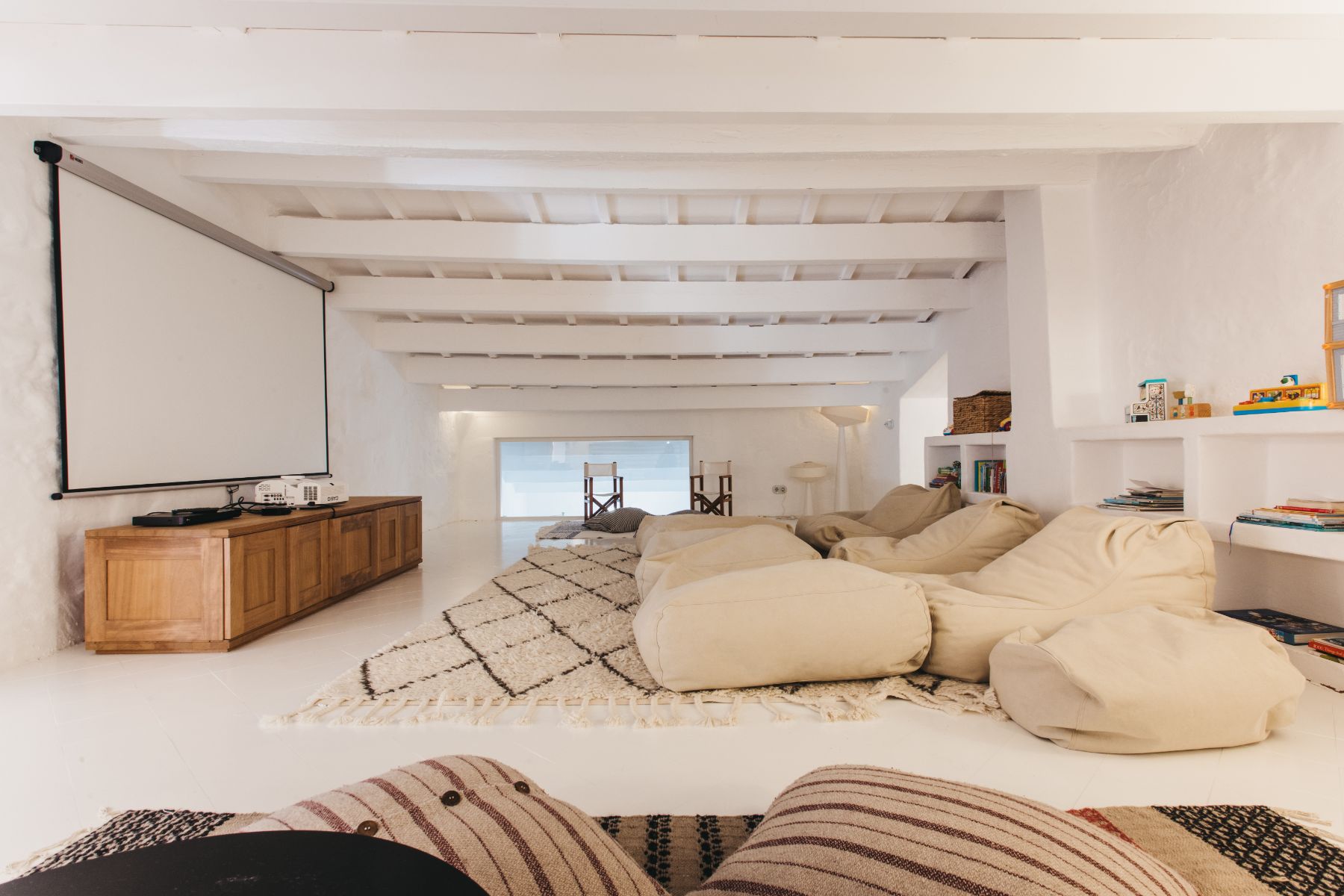 Cinema and play room at Casa Benedicta, Menorca