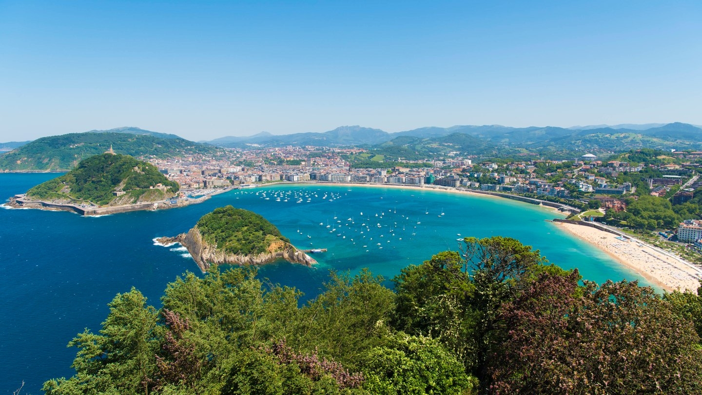 View of San Sebastian beach front in Spain