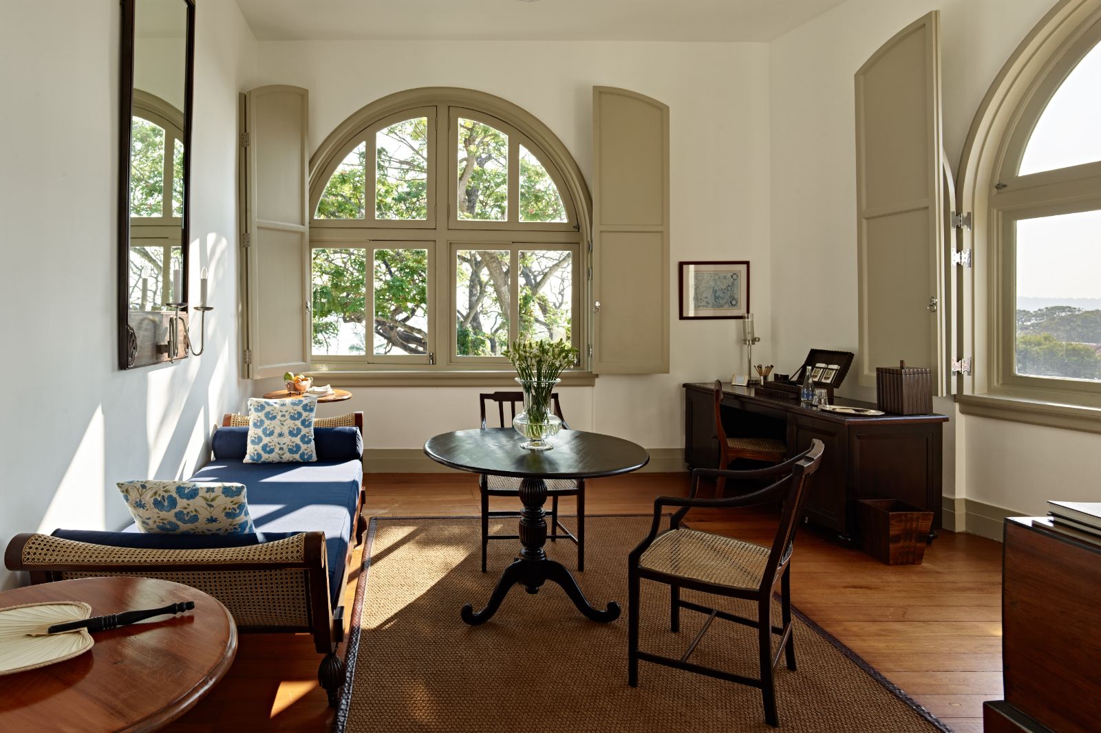 Guest suite lounge at Amangalla in Galle, Sri Lanka
