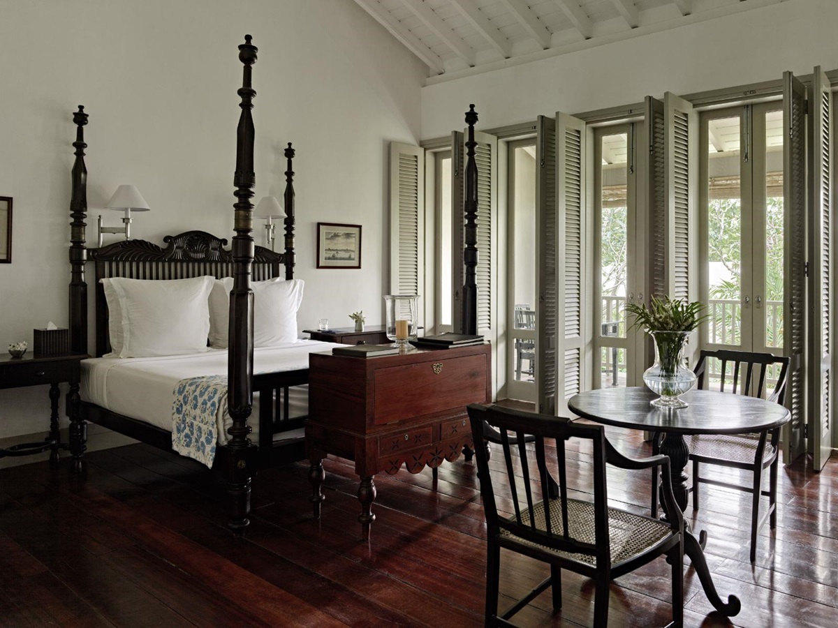 Guest bedroom at Amangalla in Galle, Sri Lanka