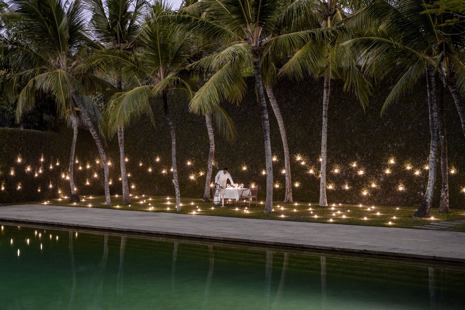 Outside night dining at Amangalla in Galle, Sri Lanka