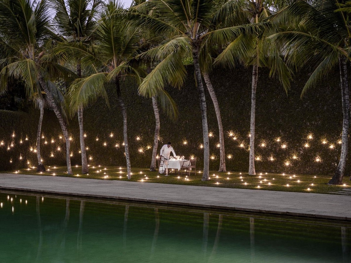 Outside night dining at Amangalla in Galle, Sri Lanka