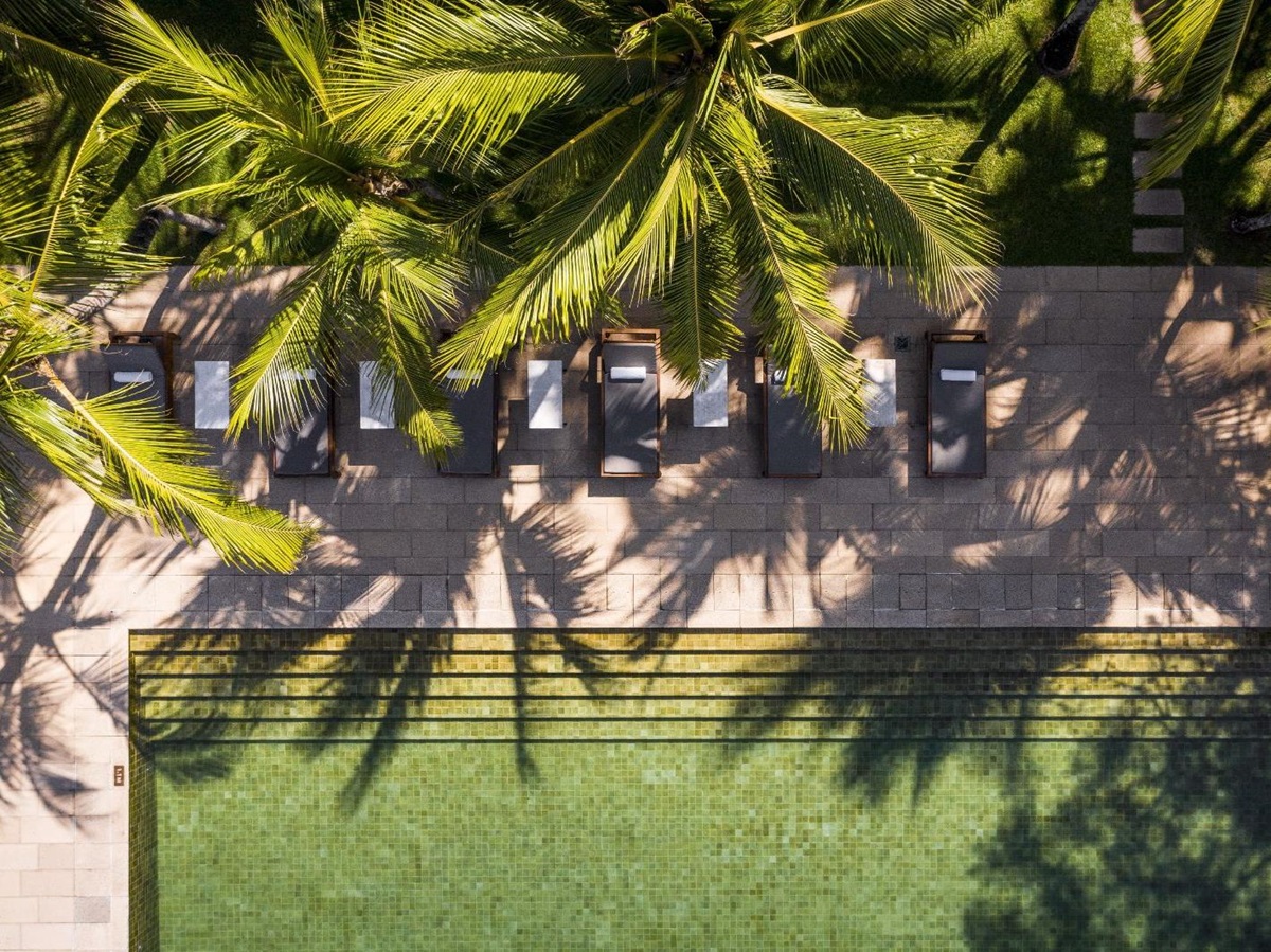 Aerial view of the pool at Amangalla in Galle, Sri Lanka