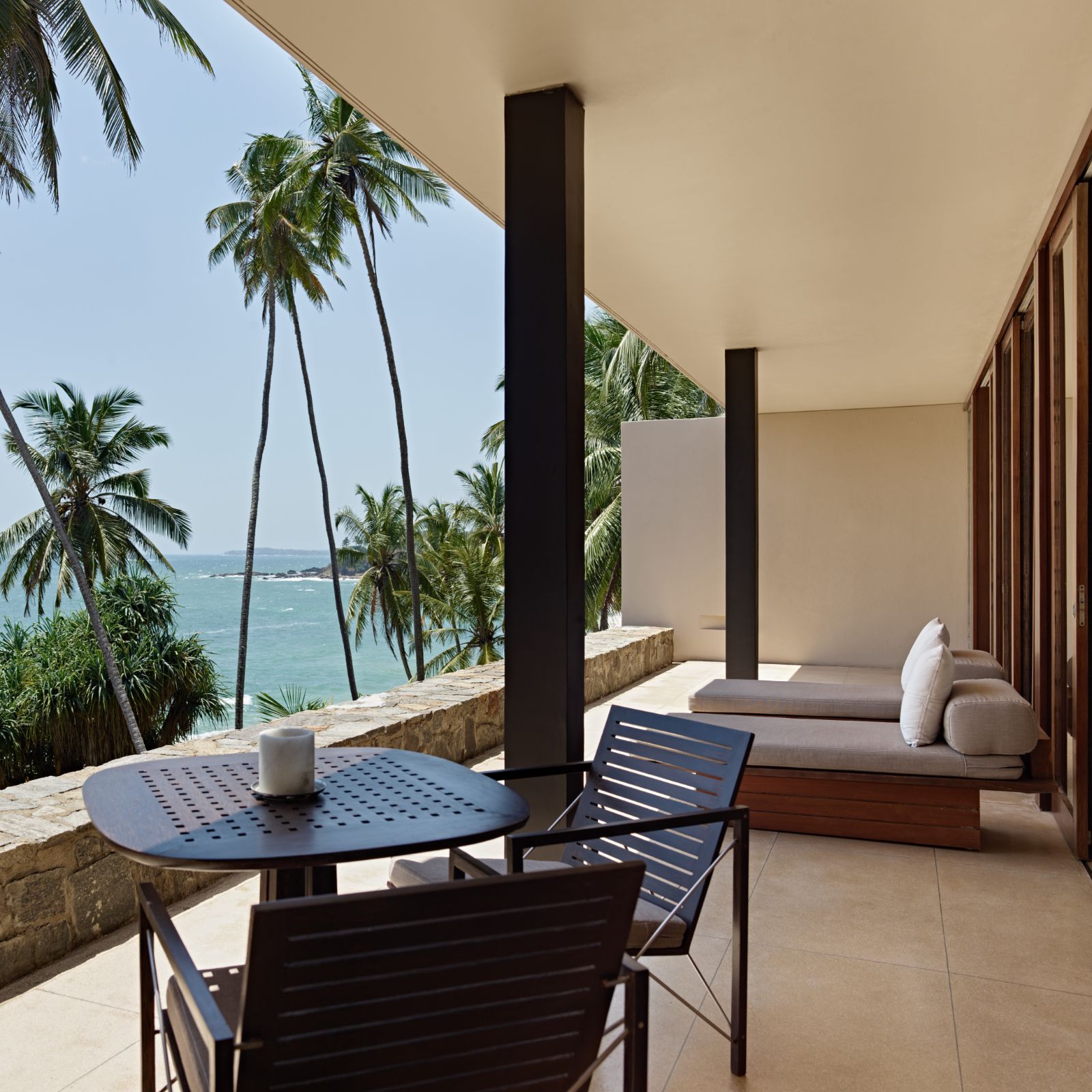Balcony with sea view at Amanwella in Sri Lanka's southern province