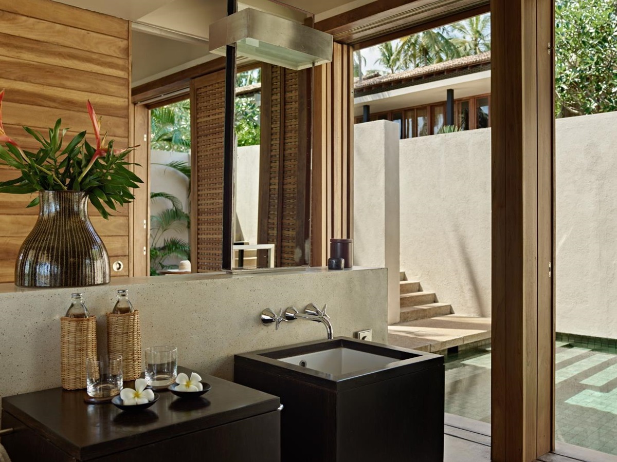 Bathroom sinks at Amanwella in Sri Lanka's southern province