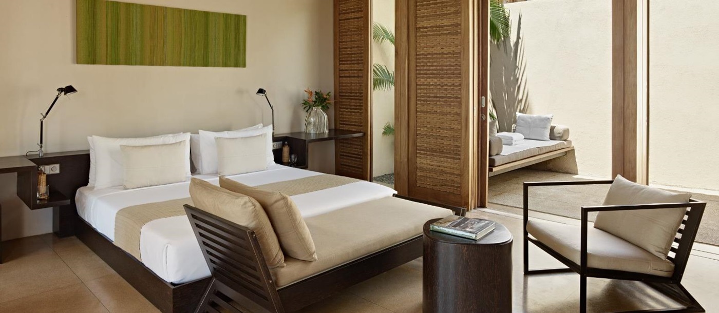 Guest suite bedroom at Amanwella in Sri Lanka's southern province