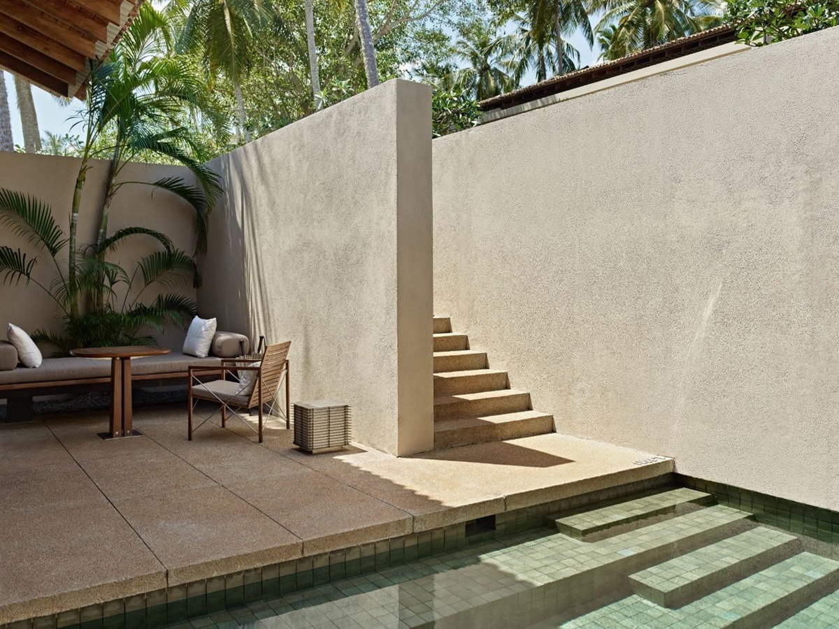 Pool and stairs at Amanwella in Sri Lanka's southern province