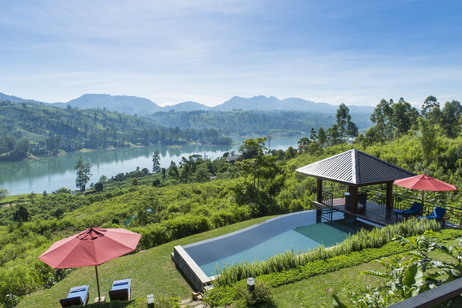 Swimming pool and grounds at Camelia Hills hotel Sri Lanka