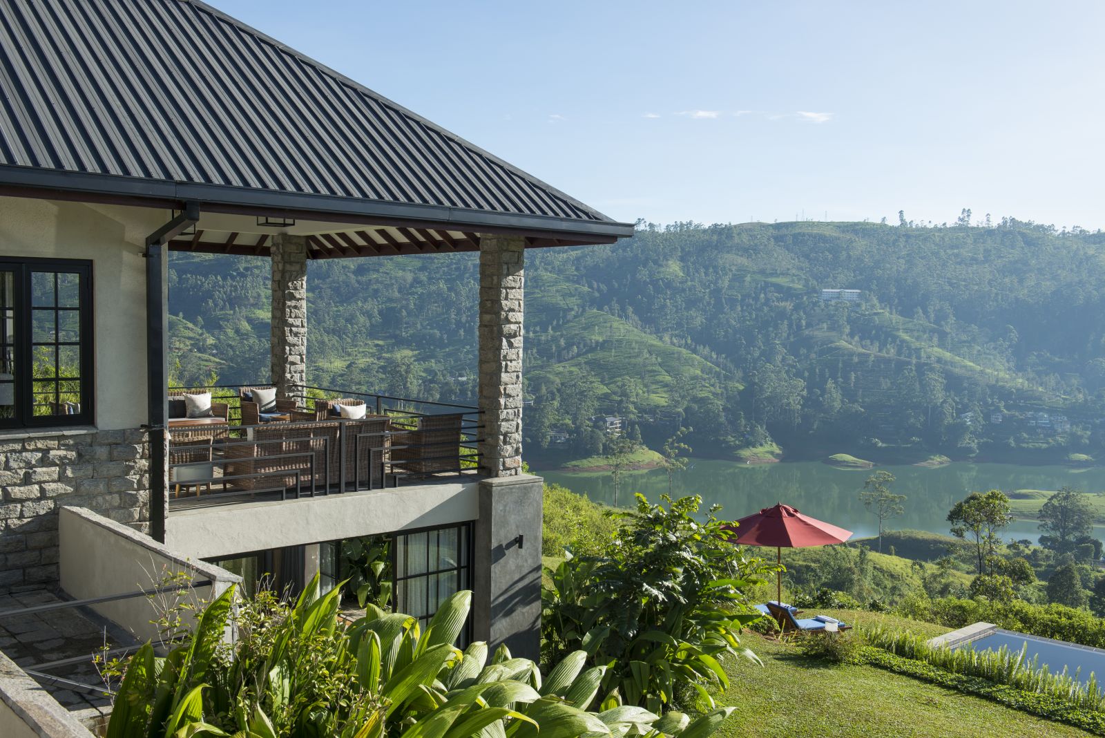 Terrace and views at Camelia Hills hotel Sri Lanka