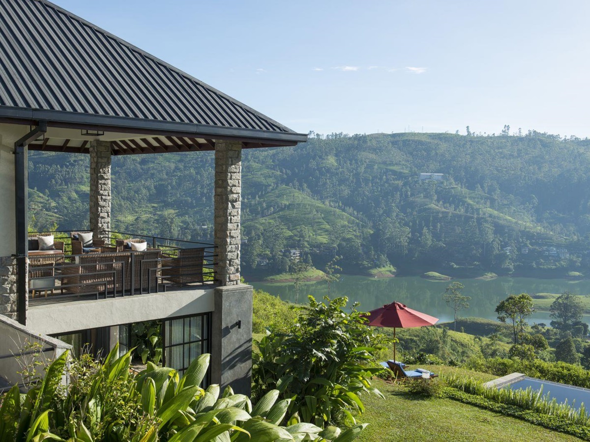 Terrace and views at Camelia Hills hotel Sri Lanka