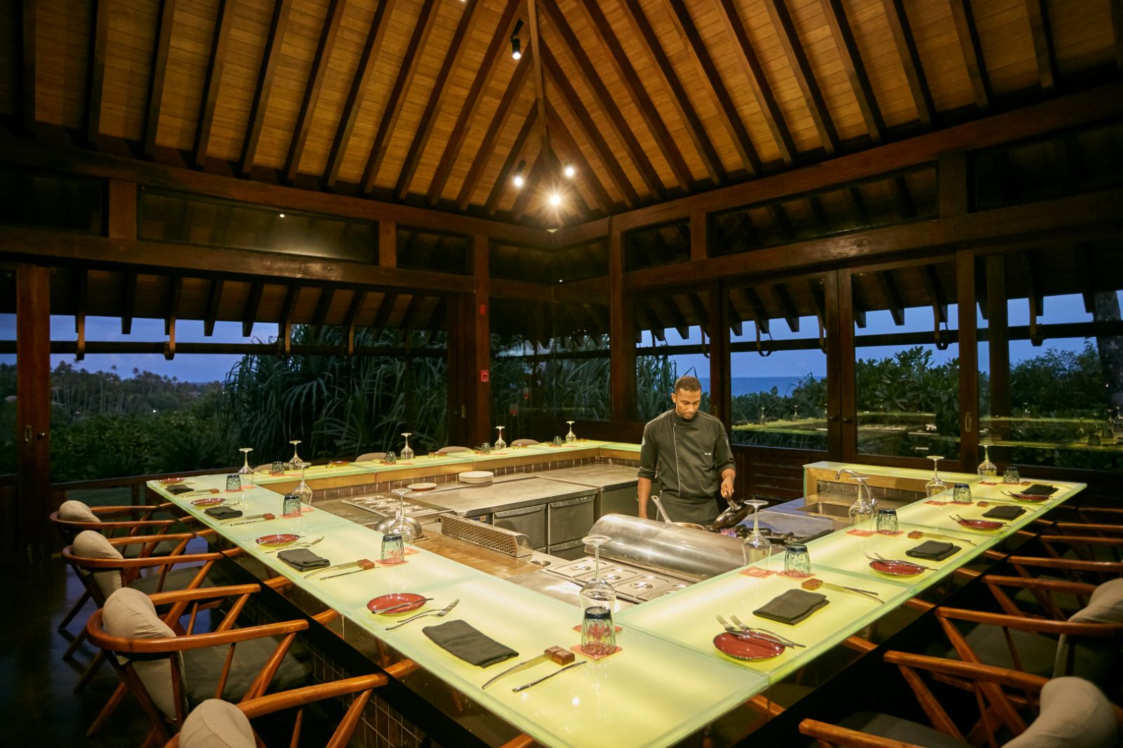 Chef dining table at Cape Weligama in Sri Lanka's southern province