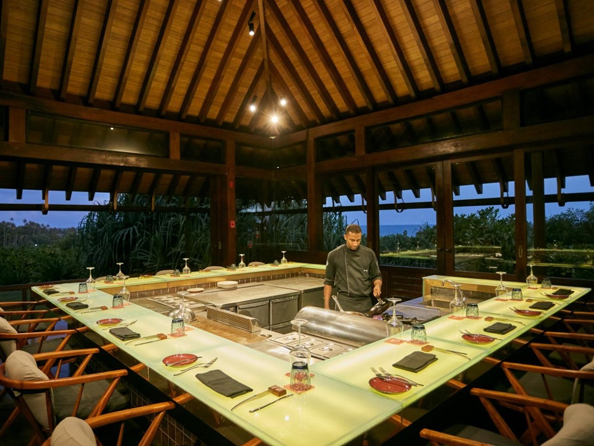 Chef dining table at Cape Weligama in Sri Lanka's southern province