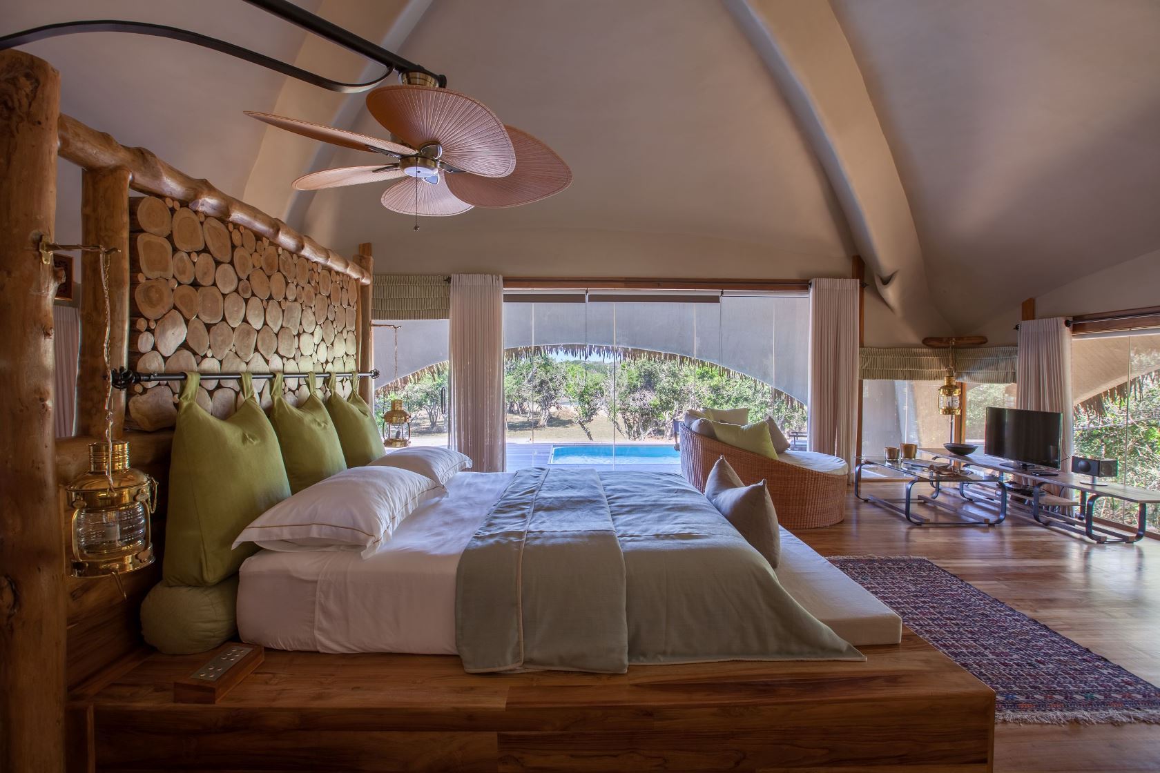 master bedroom in chena huts, Sri Lanka
