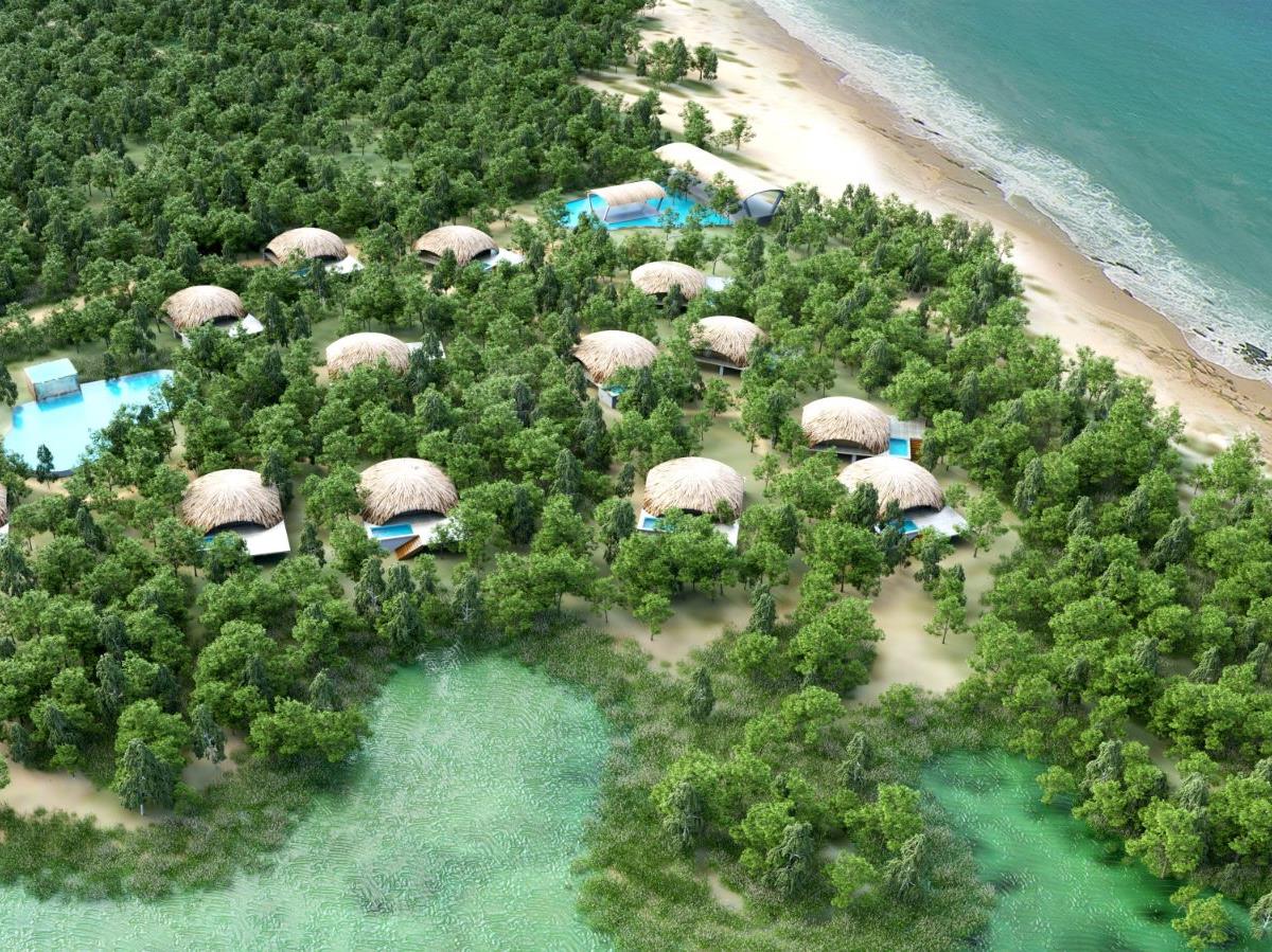 Aerial view of Chena Huts in Yala National Park in Sri Lanka