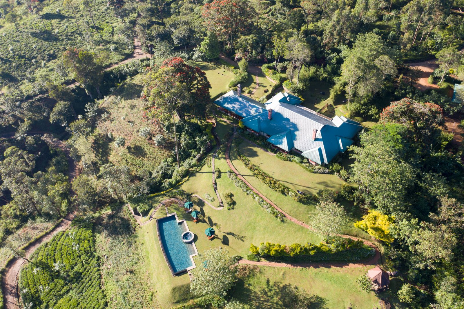 Aerial view of Dunkeld Bungalow Ceylon Tea Trails Sri Lanka