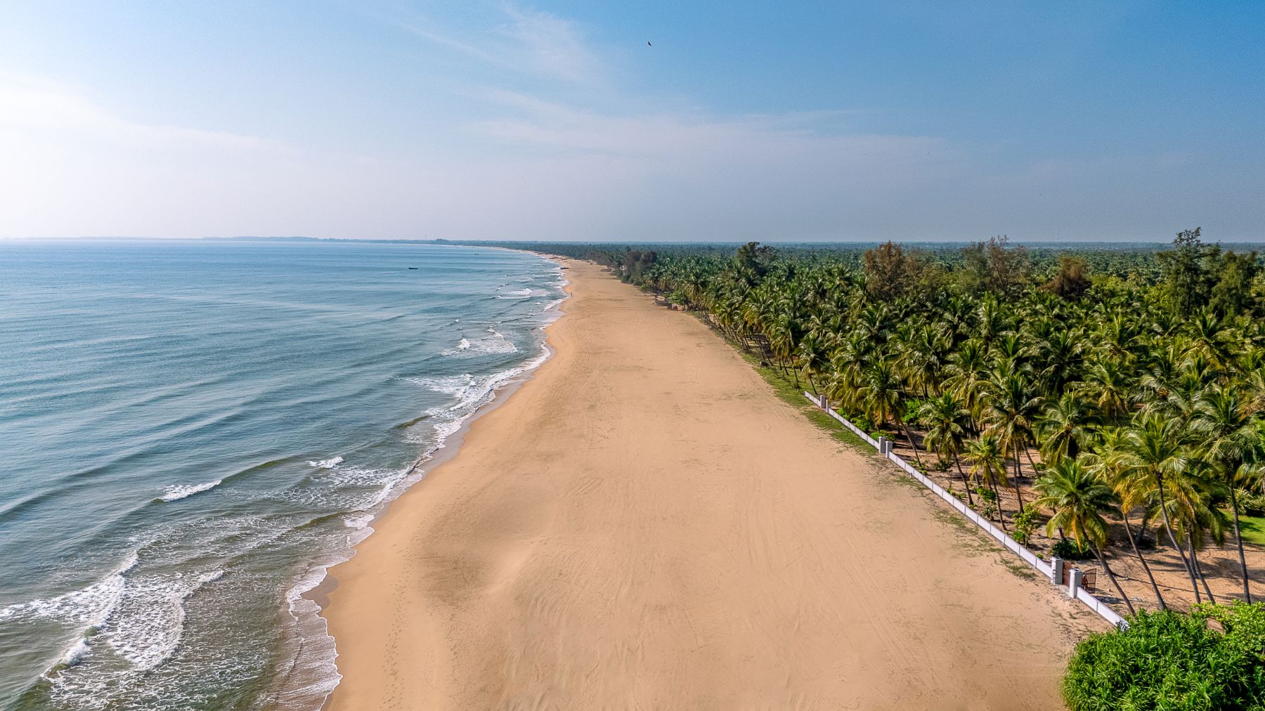 Aerial view of the beach at Kalkudah Beach House in Sri Lanka