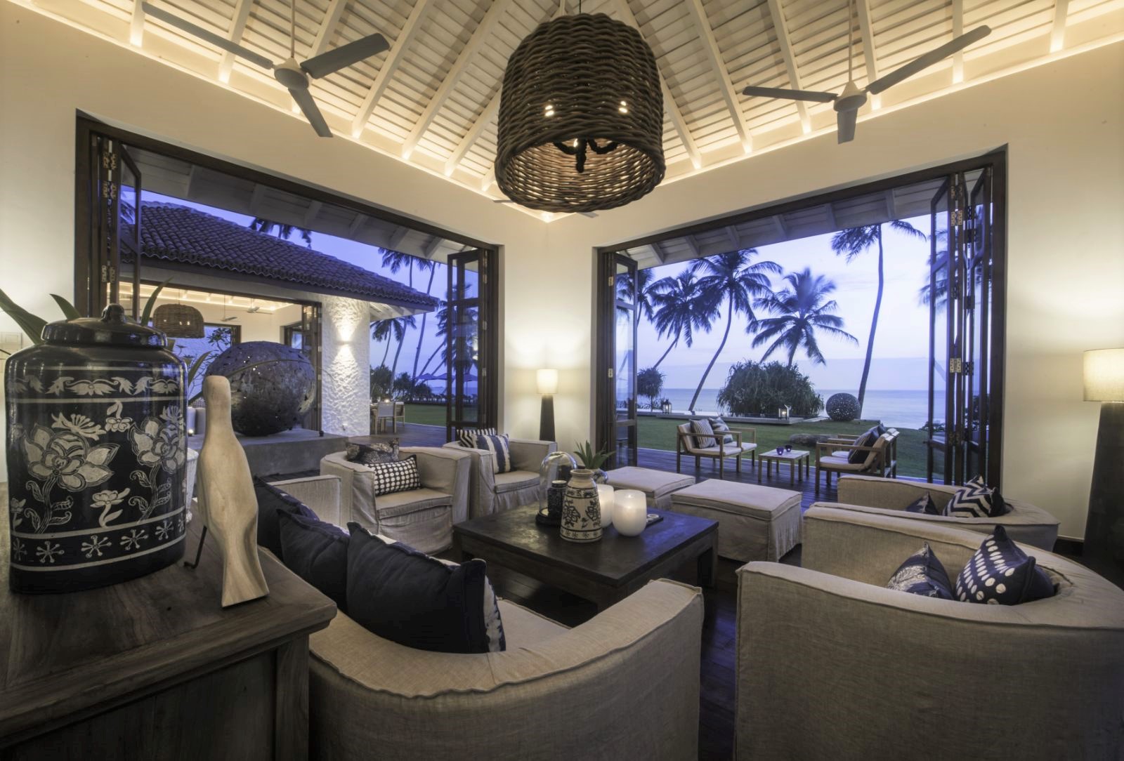 Guest lounge at Kumu Beach on the south coast of Sri Lanka