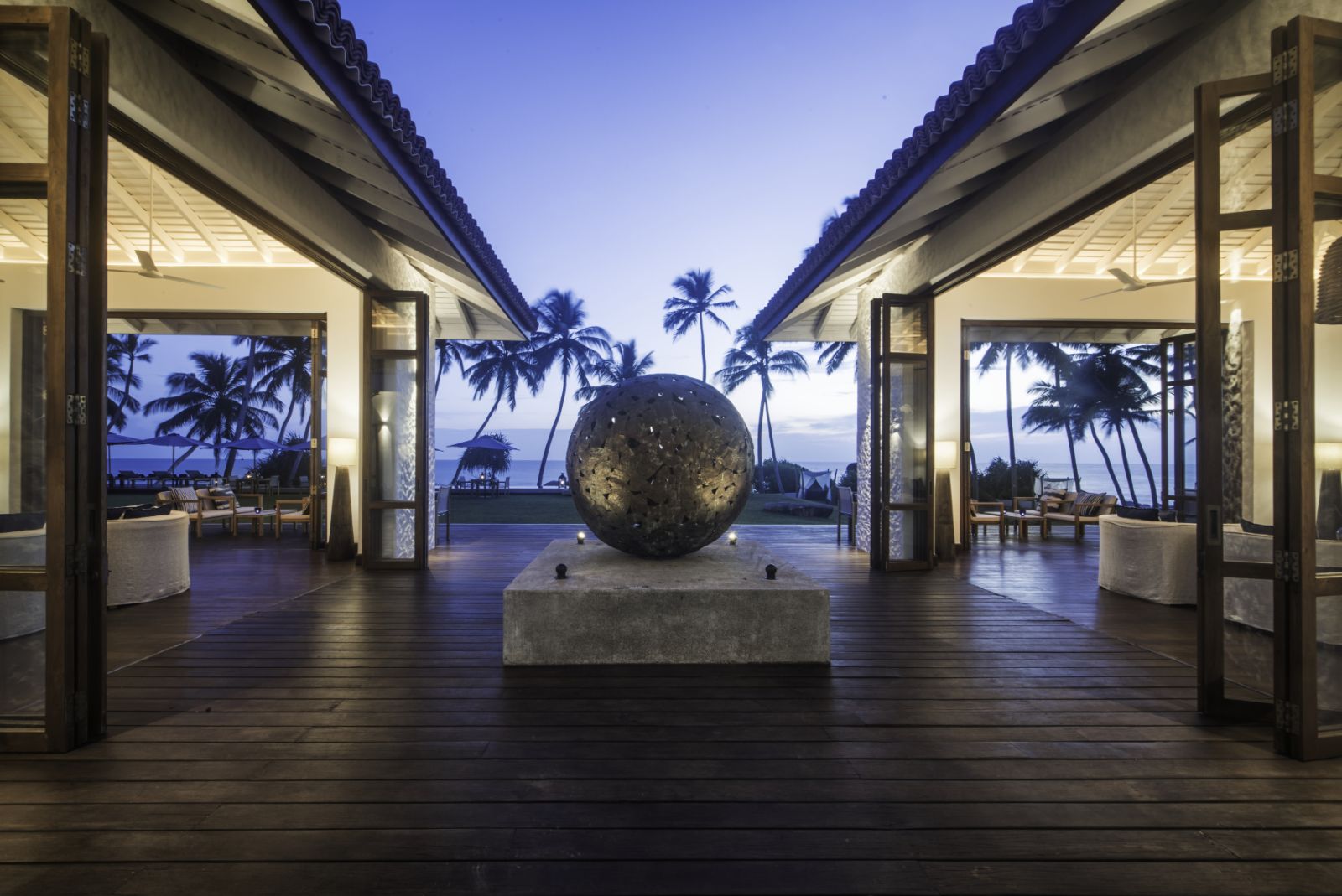 Outdoor uest lounge at Kumu Beach on the south coast of Sri Lanka