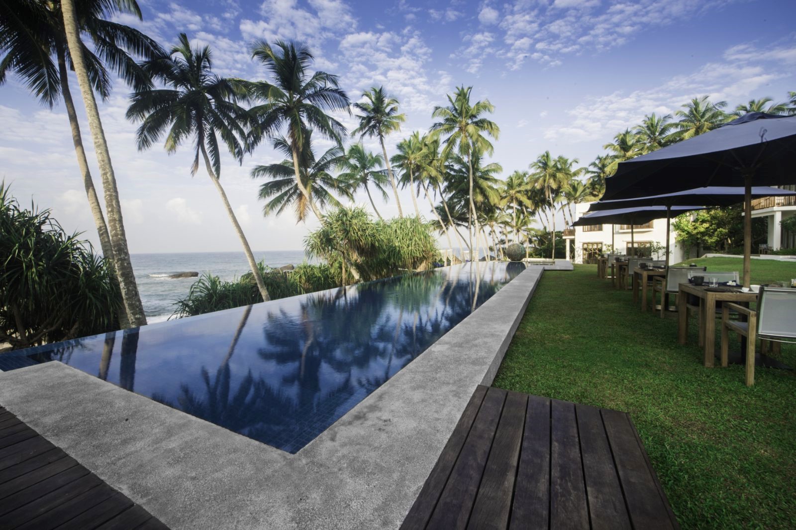 Poolside at Kumu Beach on the south coast of Sri Lanka
