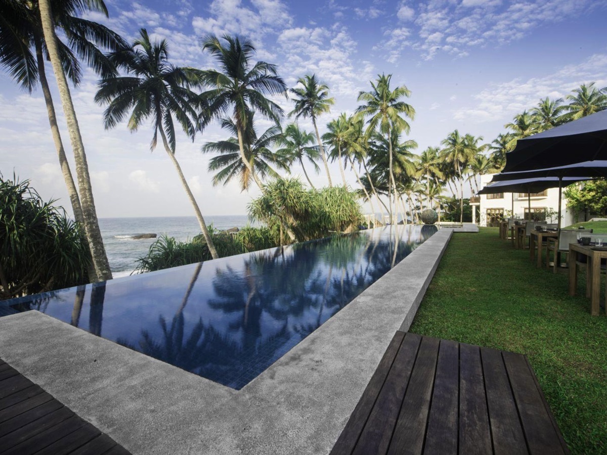 Poolside at Kumu Beach on the south coast of Sri Lanka