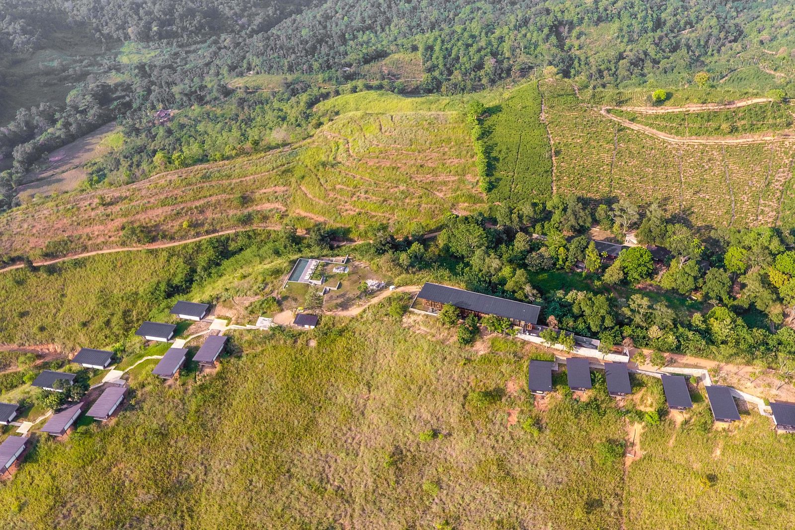 Aerial view over Santani Wellness Resort estate Sri Lanka
