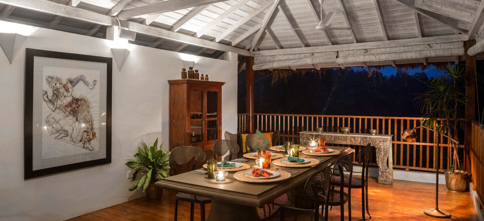 Large dining table at The kandy house in Sri Lanka