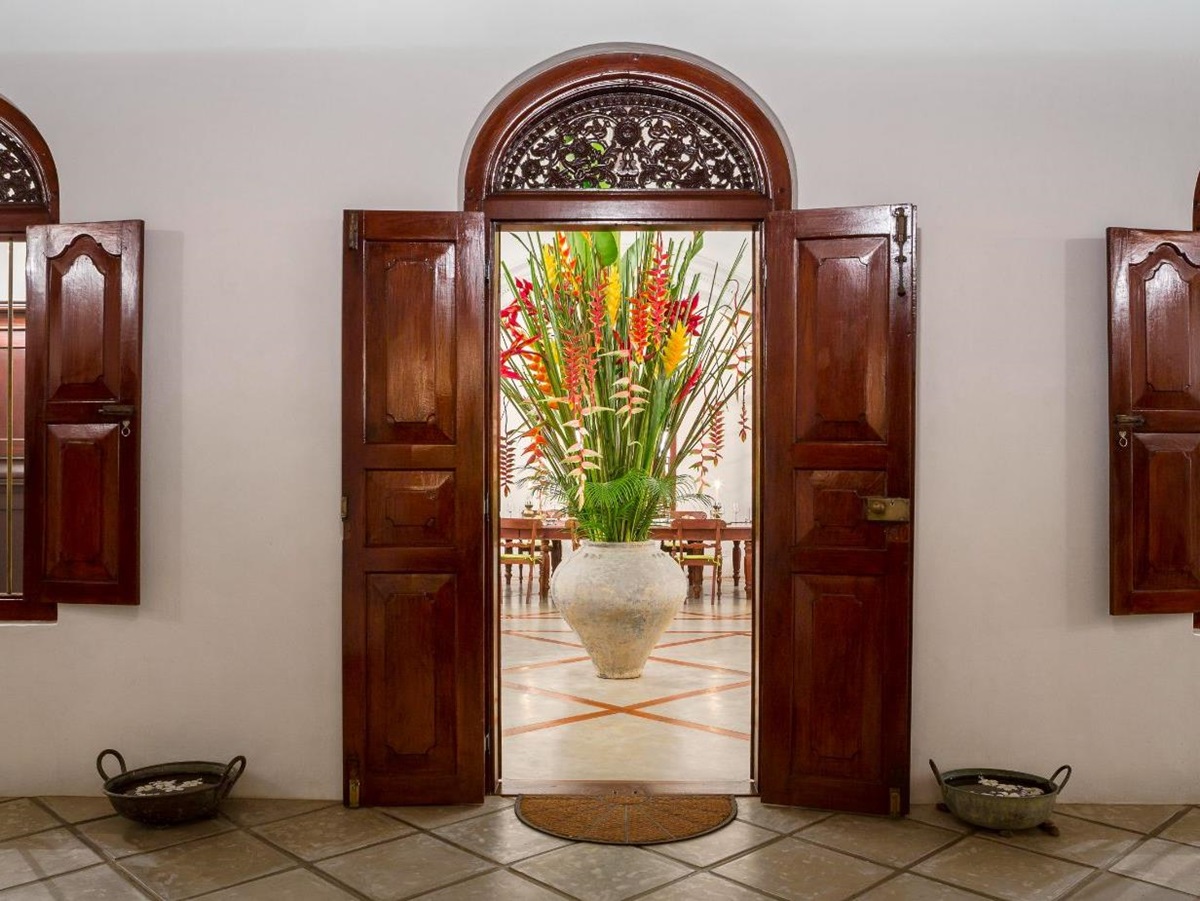 Doorway to courtyard at The kandy house in Sri Lanka