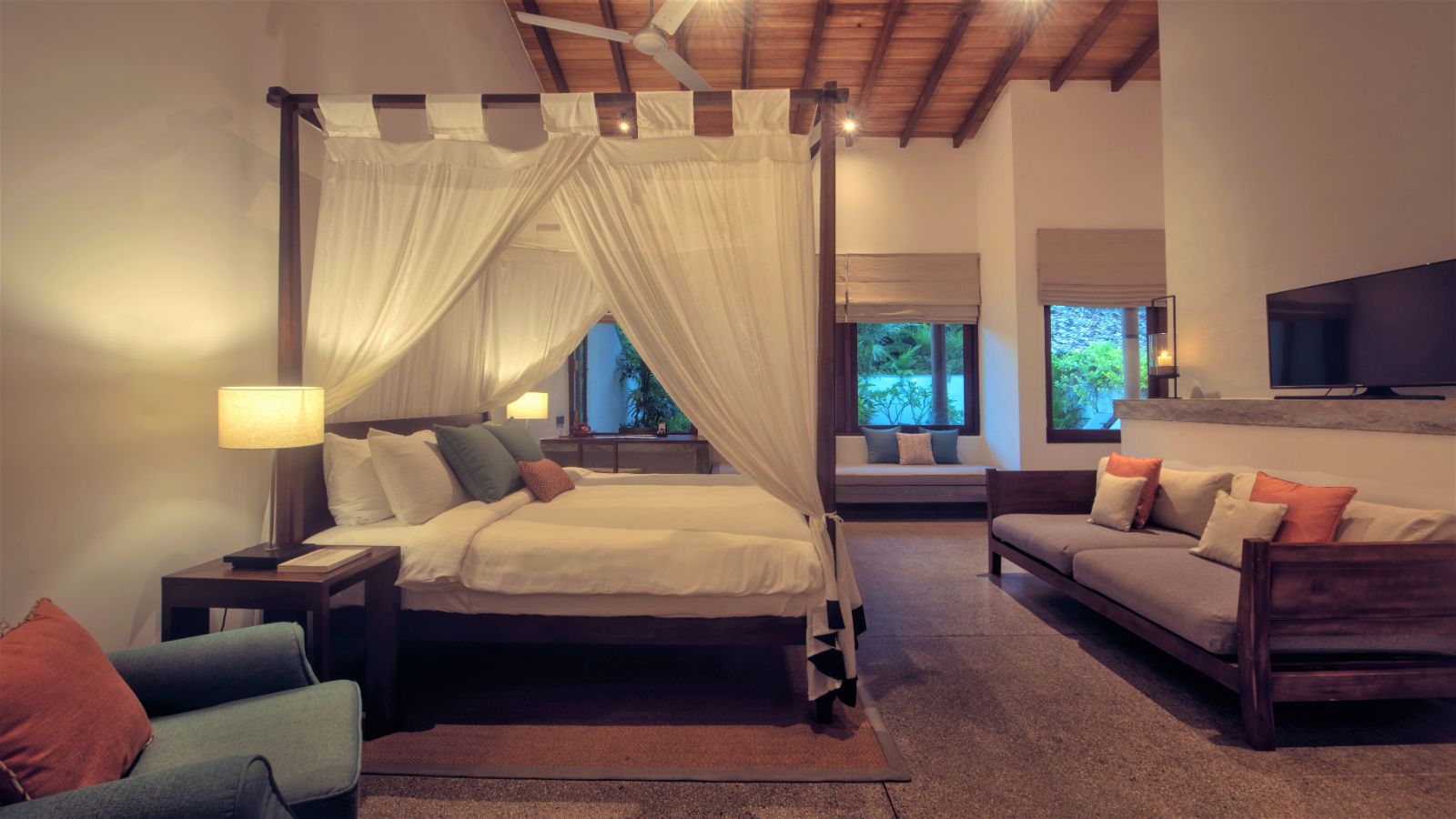 Guest suite bedroom at The Wallawwa in Sri Lanka
