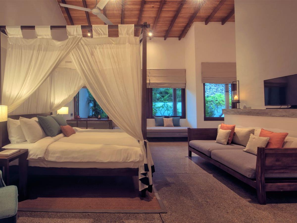 Guest suite bedroom at The Wallawwa in Sri Lanka