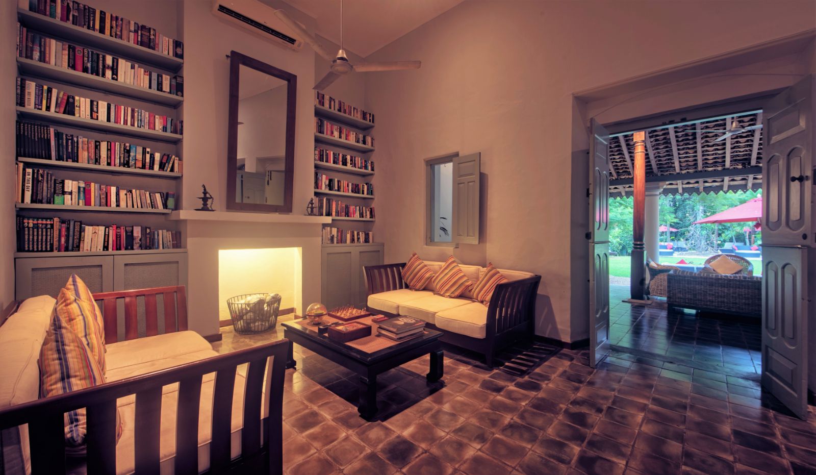 the library at The Wallawwa in Sri Lanka