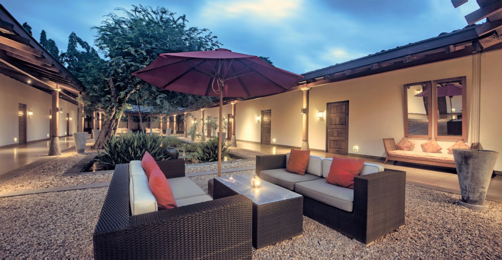 Outside seating at The Wallawwa in Sri Lanka