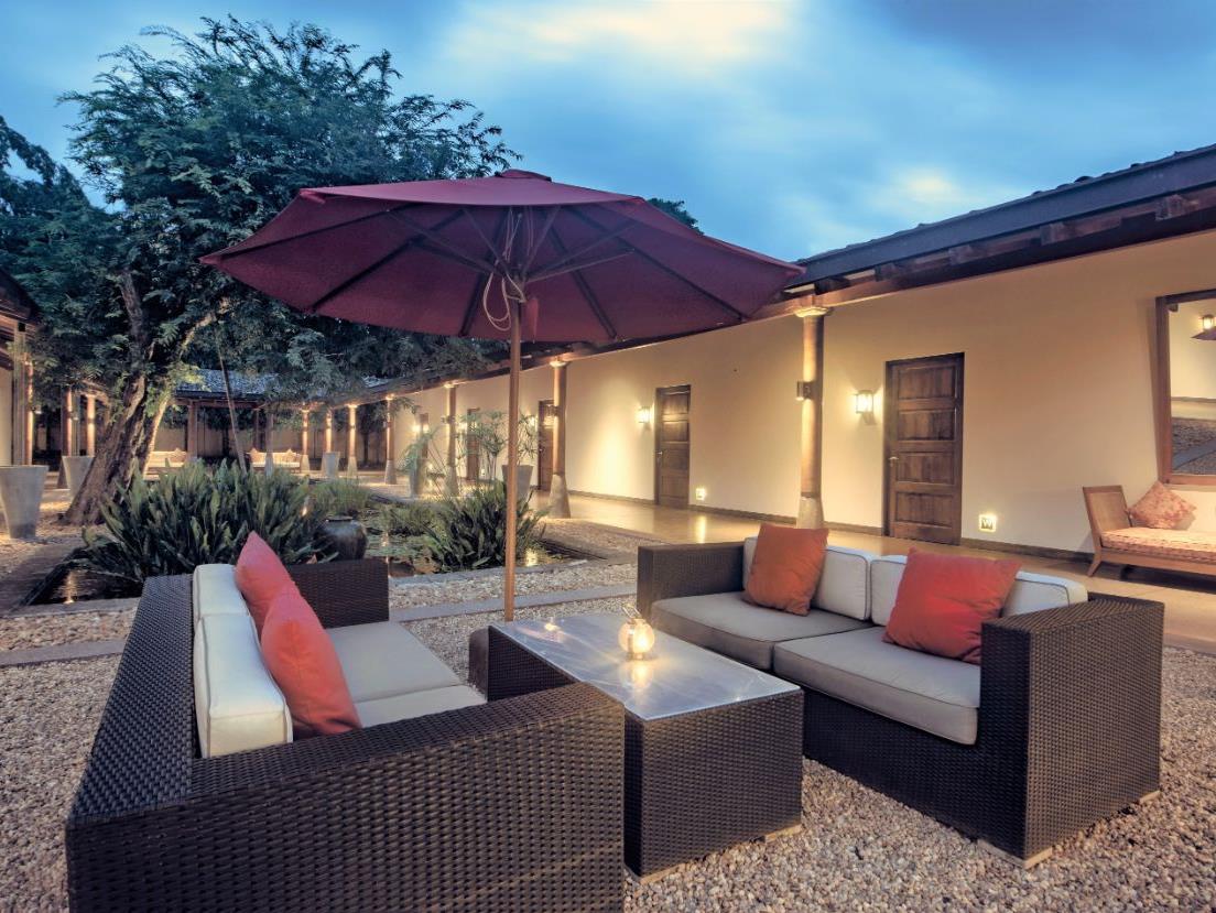 Outside seating at The Wallawwa in Sri Lanka