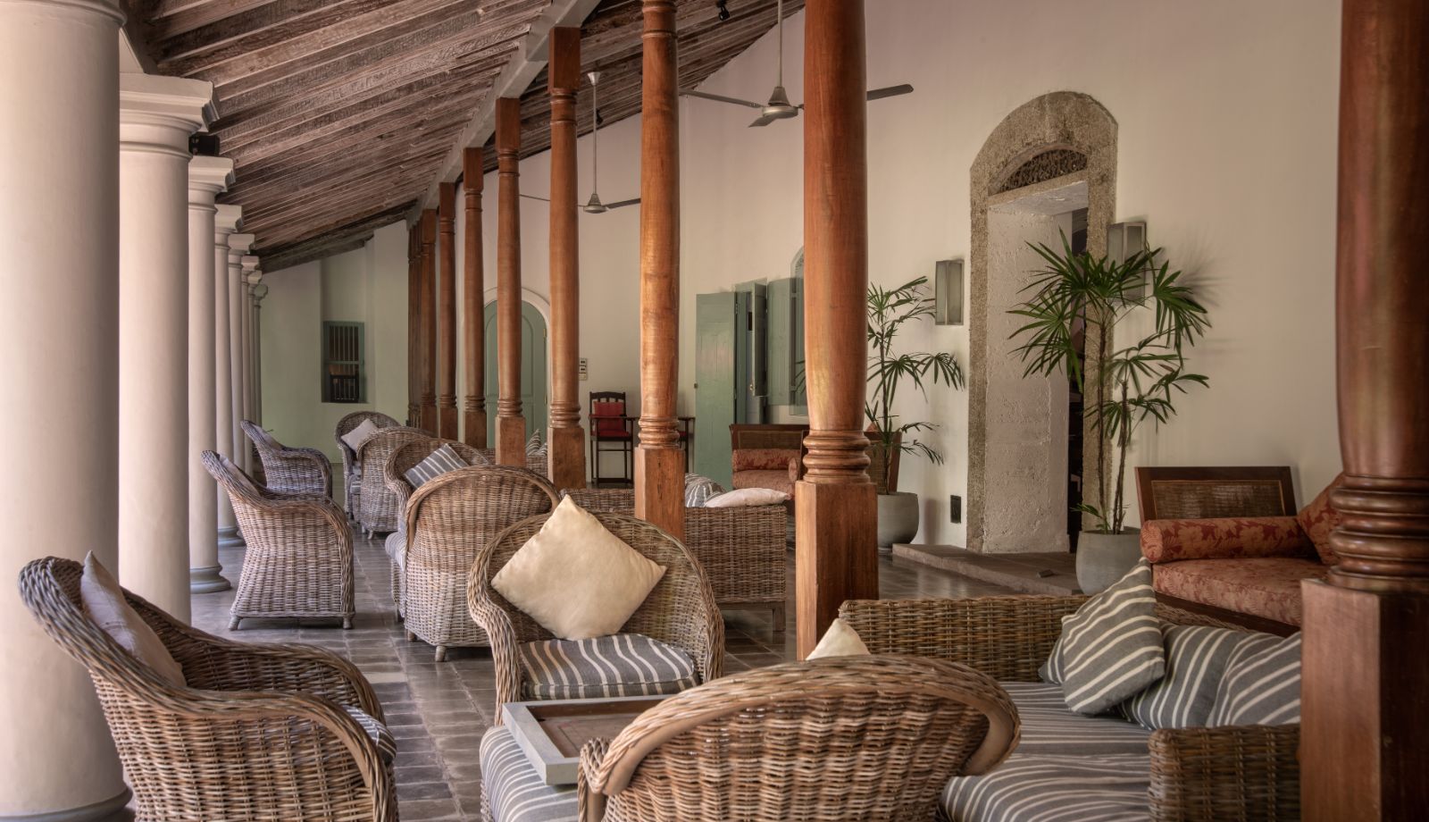 Terrace seating area at The Wallawwa in Sri Lanka