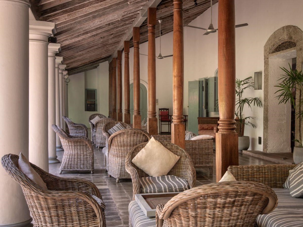 Terrace seating area at The Wallawwa in Sri Lanka