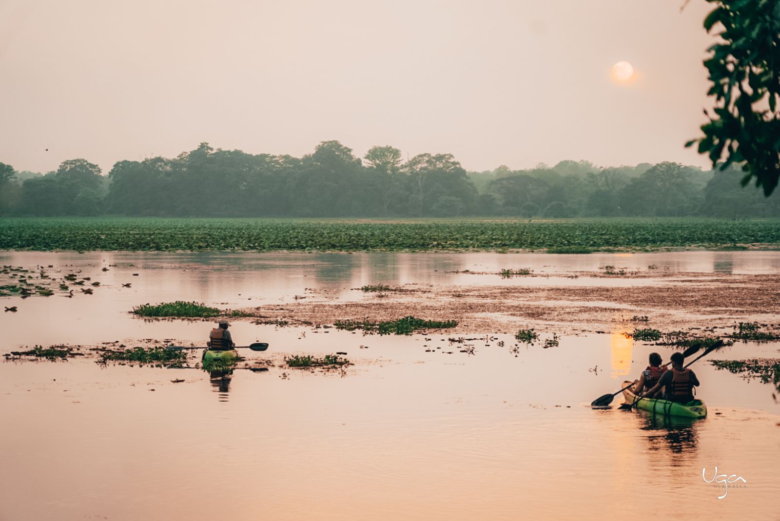 Kayaking near the grounds of Uga Ulagalla in the Anuradhapura region of Sri Lanka